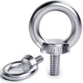 YOOPIN Eye Bolt M8, Pack of 6 Eye Bolts, 304 Stainless Steel Eye Bolt, Eye Bolt with Thread, Stainless Steel Eye Bolt for Mounting Technology and Various Technical Lifting Devices