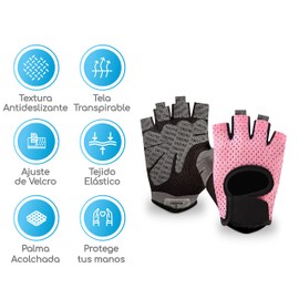 Canotagio Par de Guantes Deportivos con Muñequera. Guantes Gym. Guantes con Superficie Antideslizante. Entrenamiento Unisex. Guantes de Ciclismo, Pesas y Crossfit. Gymnastics Gloves (Rosa, XL)
