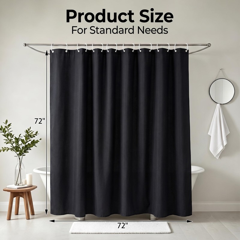 Waterproof Fabric Shower Curtain for Bathroom, 2-in-1 No Separate Inner