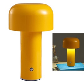 Lámpara de Seta de Dormitorio Lámpara de Mesa, Luz Atenuación Continua Tres Colores para Cabecera (Amarillo)