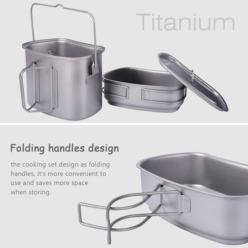 Boundless Voyage Titanium Hanging Pot Cup Cooking Set with Lid