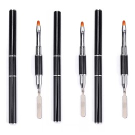 Layana Pincel Para Uñas Polygel/acrigel Doble Con Espátula 3 Pzas