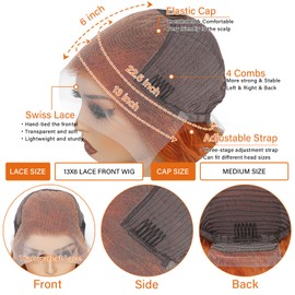 Daules 28 Inch Ginger Orange Lace Front Wigs Human Hair Body Wave 13x6 Hd Transparent Lace Front Wig Human Hair for Women 180% Density Orange Colored Glueless Pre Plucked Natural Hairline