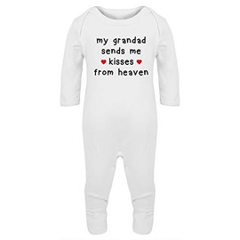 Hippowarehouse My Grandad Sends me Kisses from Heaven Baby Romper All in one Piece Unisex White