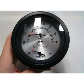 TELEFLEX 69926 MULTIFUNCTION TACHOMETER / VOLT METER GAUGE SILVER FACE BOAT
