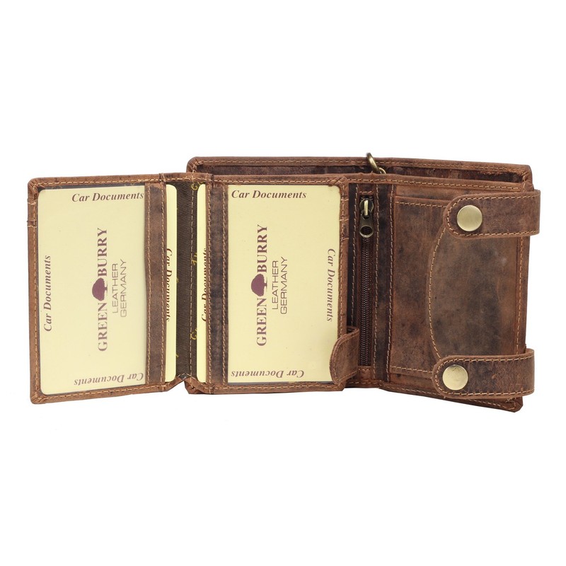GREEN BURRY trifold wallet brown /biker