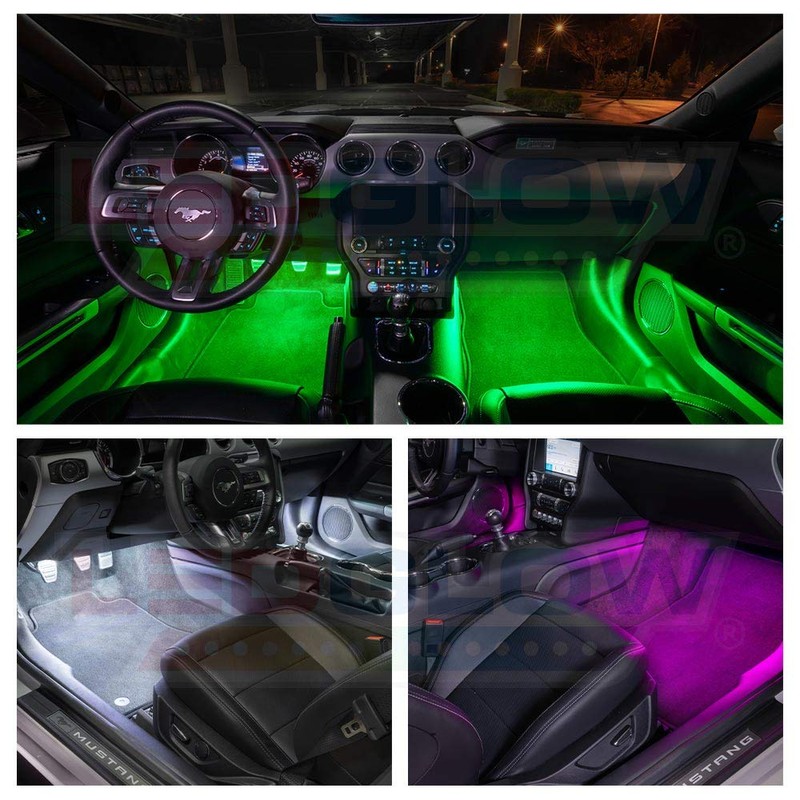 LEDGlow 8pc Bluetooth Multi-Color LED Interior Footwell Underdash Neon Lighting