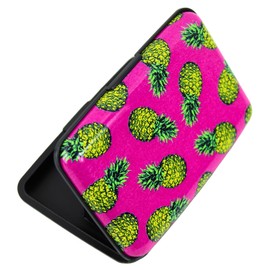Lightweight Aluminium Card Holder with RFID Blocking Technology – Slim Hard Case Wallet for Credit Cards, Business Cards, & ID Cards – 6 Pockets, Fits 8 Cards – Multiple Colourful Designs (Pineapple)