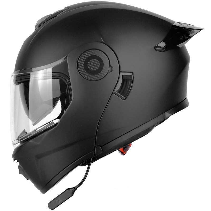 GDM Raptor Modular Bluetooth Motorcycle Helmet Flip-up, Matte Black (Medium)