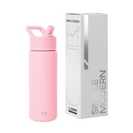 Simple Modern Water Bottle with Straw Lid Vacuum Insulated Stainless Steel Metal Thermos Bottles | Reusable Leak Proof BPA-Free Flask for School | Summit Collection | 18oz, Blush