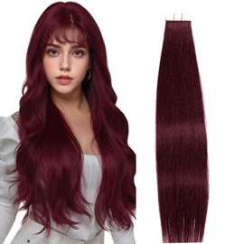 16 Inch 99j Burgundy Tape in Hair Extensions Human Hair Seamless Skin Weft Remy Hair Extensions Invisible Straight Tape in HairExtension Human Hair 20pcs