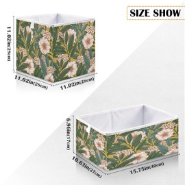 Blueangle Retro Floral Pattern Cube Storage Bin, 11 x 11 x 11 in, Large Collapsible Organizer Storage Basket for Home Décor