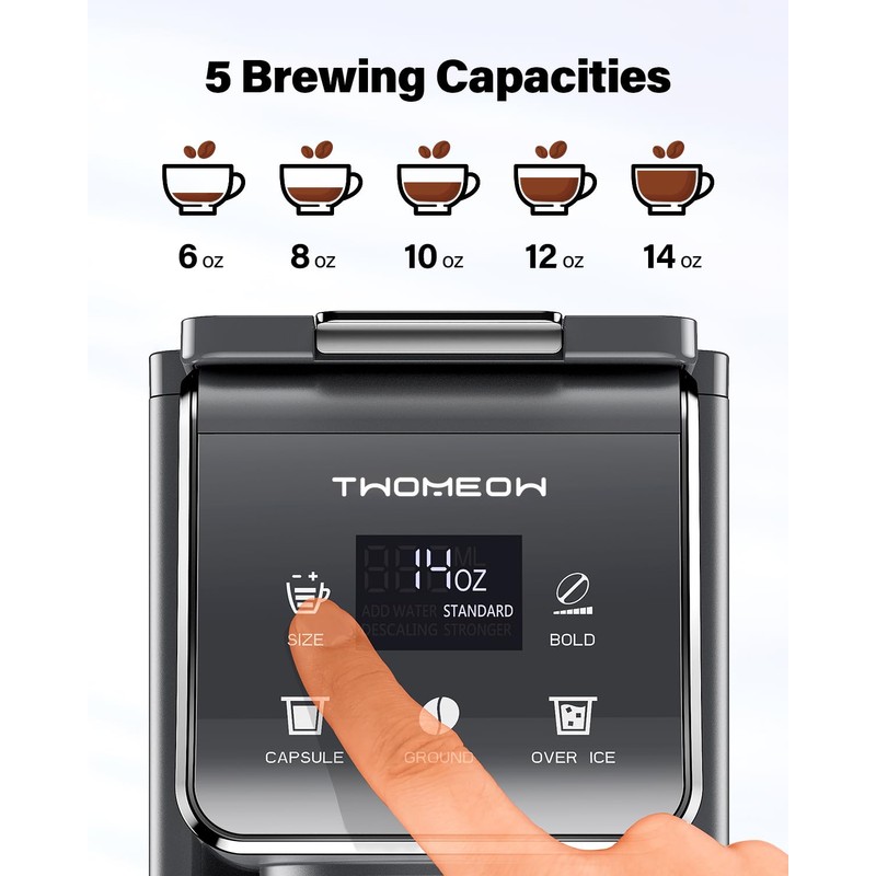 TWOMEOW K Cup Coffee Maker With Bold Setting, Single Serve