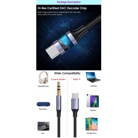 For CAT S22 Flip USB C to 3.5mm Audio Headphone Stereo Car Aux Jack Grade Cable