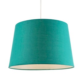 Vivid Teal Cotton Fabric 12 Inch Drum Lamp Shade with Off-White Cotton Inner Lining | 30cm x 20cm x 25cm | for Lamp Base or Hanging Pendant by Happy Homewares