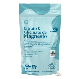 B-FIT B Citrato y Glicinato de Magnesio - Magnesio Complex - 220 Cpsulas Suministro para 2 Meses - Alta Biodisponibilidad - Sin Aditivos - Distintivo 