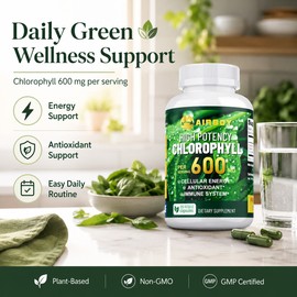 Chlorophyll Capsules for Adults – 600mg Daily Green Supplement for Freshness and Wellness Support