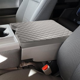 JHGFVC Center Console Cover for Ford F150 2015-2024 and F250 F350 F450 F550 2017-2024 with 40/20/40 Jump Seat Accessories, Leather Armrest Cover Pad Protection Seat Arm Rest Box Lid Accessories