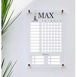 Large Clear Acrylic Chore Chart for wall | Dry-Erase Message White Board Calendar Wall Mounted Office Home Family Organization Tools Must Haves School Kids Adult Mom Teen Monthly Weekly ADHD Tools
