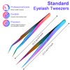 2 Pieces Straight and Curved Tip Tweezers Eyelash Extension Tweezers,
