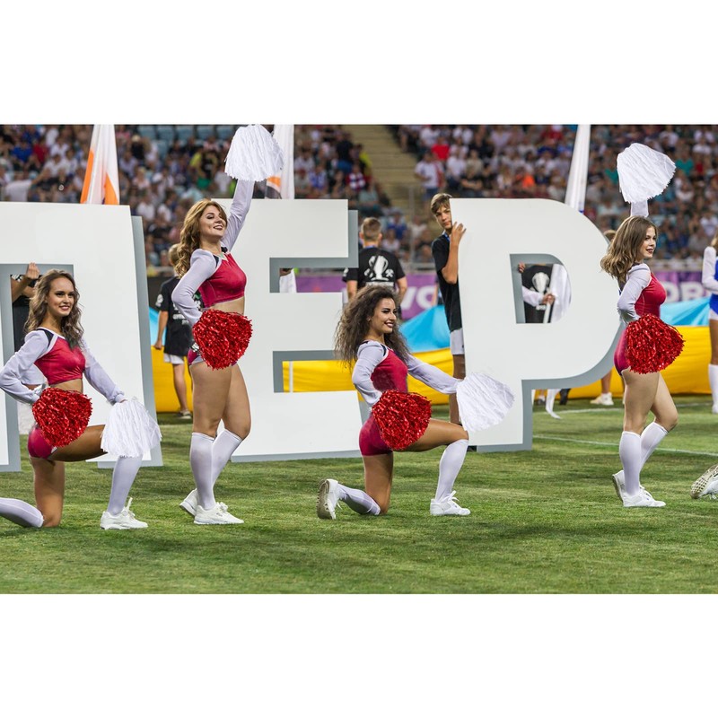 cssopenss 6 Pcs Pom Poms Cheerleading Metal Foil red Pom