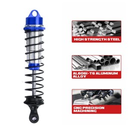 4PCS RC Shock Absorbers for 1/10 RC Cars, Aluminum Alloy Front Rear Dampers with Adjustable Threaded Body, Replacement Part for Off Road Stability (Blue)