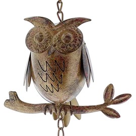Mayrich 26.5" Distressed Metal Bronze-Tone Owl Wind Chime