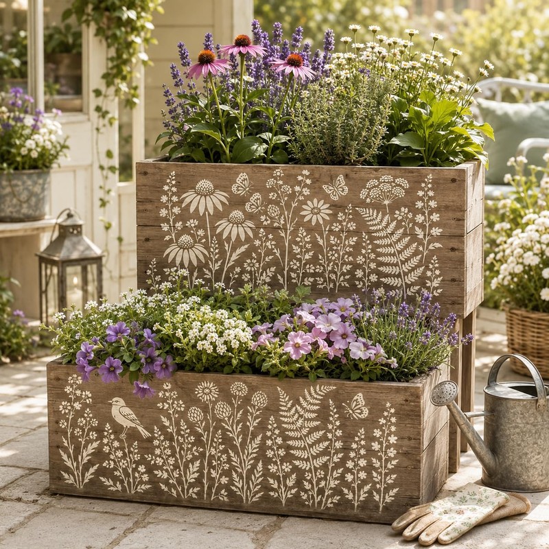 Wall Stencil Kit for Painting, 6 PCS Large Reusable Floral