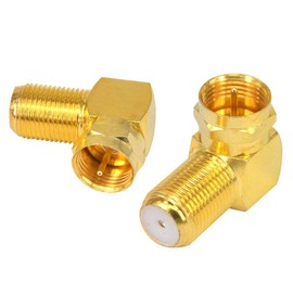 BOOBRIE F Type Conversion Plug L-Shaped F Male to F Female Screw Type 90 Degree Right Angle TV Antenna Coaxial Coupler Gold Plated Extension Relay Plug Relay Plug for Terrestrial Digital Wall TV