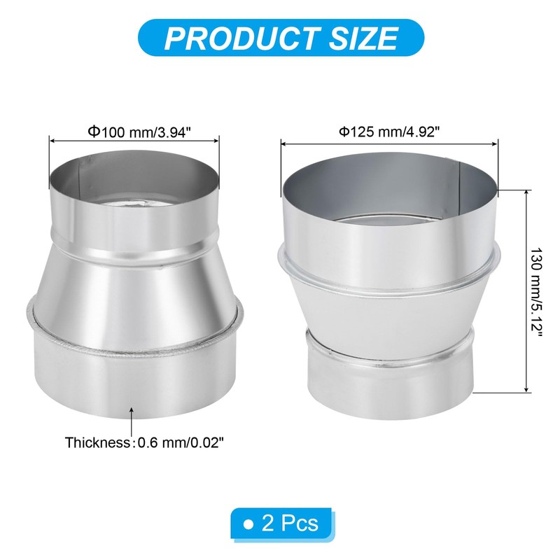 PATIKIL 5 Inch to 4 Inch Round Duct Reducer Increaser
