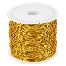PATIKIL 35m/38yards Metallic Cord, 1 Roll 0.6mm Dia Tinsel Ornament String Thread for Craft Beading Jewelry Making Gift Wrapping Decoration, Gold