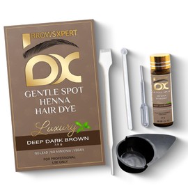 BROWSXPERT Gentle Spot Henna Hair Dye With Mixing Dish, Exclusive Stir and Brush + Follow Instructions | 3.5g | Natural Deep Dark Brown