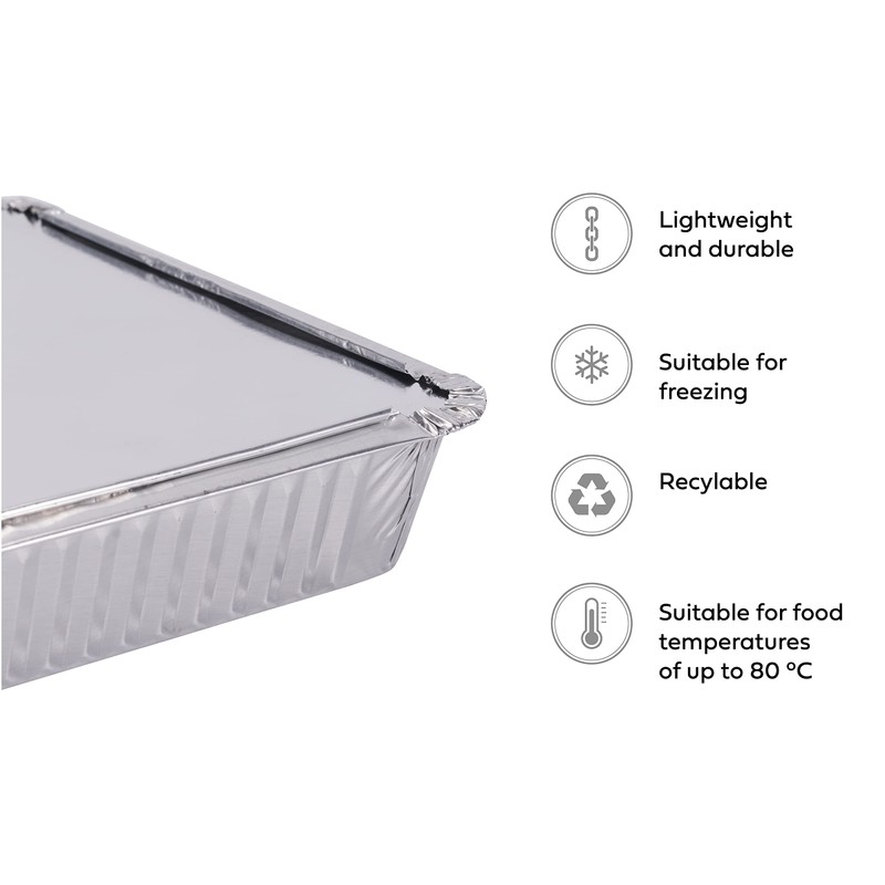MATANA 25 Large Aluminium Trays with Lid, Aluminium Baking Mould,