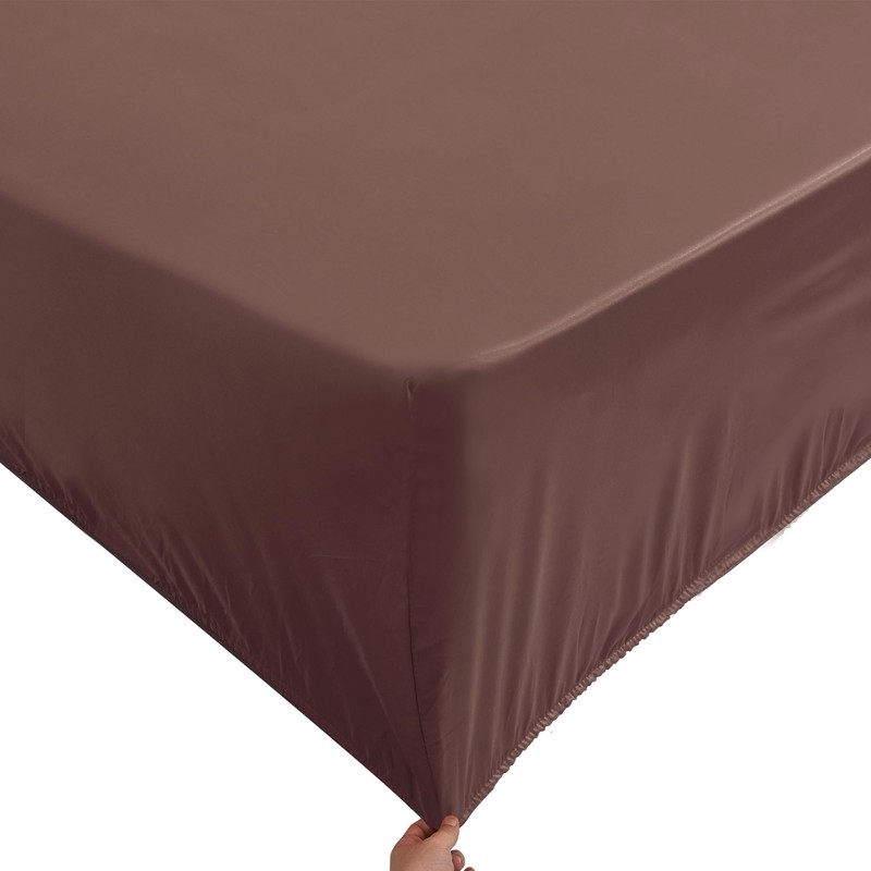 ROOEE Satin Silk Fitted Sheet with Pillowcase Set Breathable Soft