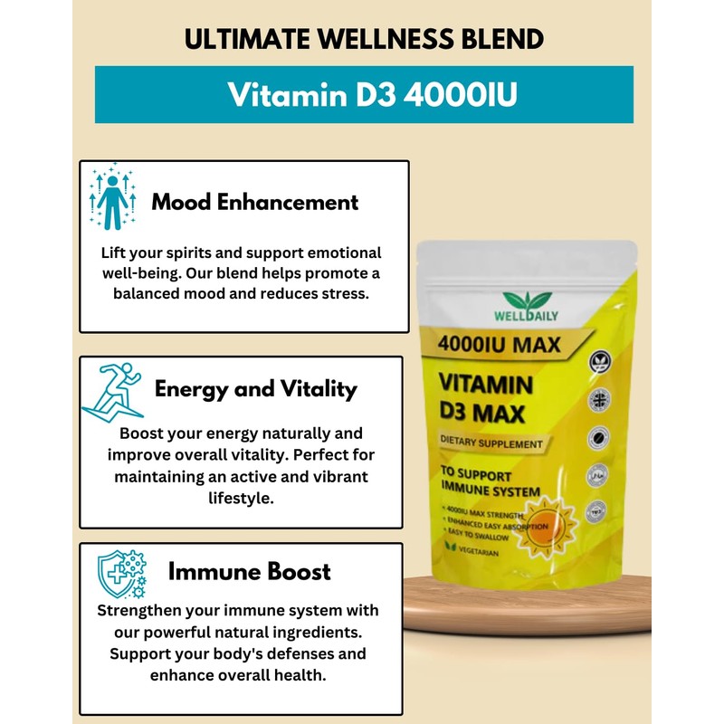 4000IU Max Vitamin D3 | Vegan, Halal & Kosher |