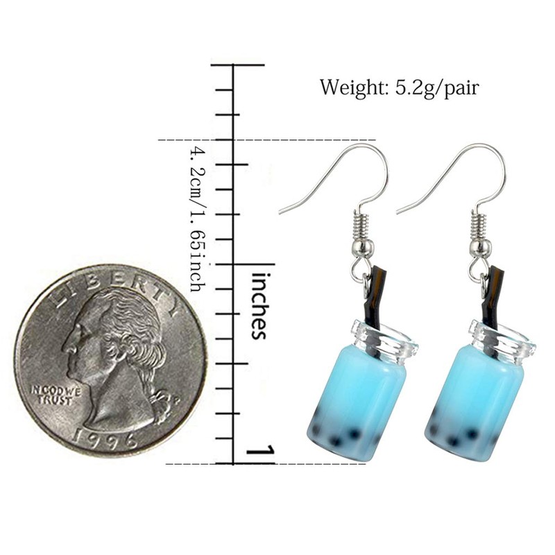 6 Pairs Cute Pearl Milk Tea Dangle Earrings Tea Drop