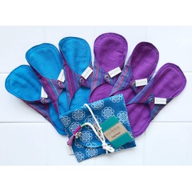 South India Eco Femme Cloth Napkins (Skin Tinted, Waterproof & None), 6 Piece Light Day + Pouch, GOTS Certified