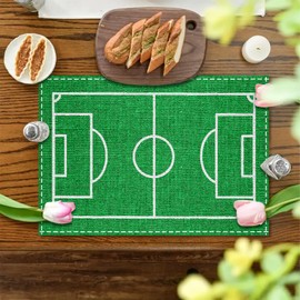 Set of 4 Desk Mat Football Breakfast Mat School Place Mat Children Washable Place Mat Children's Football Table Cloth Kitchen Table Decoration