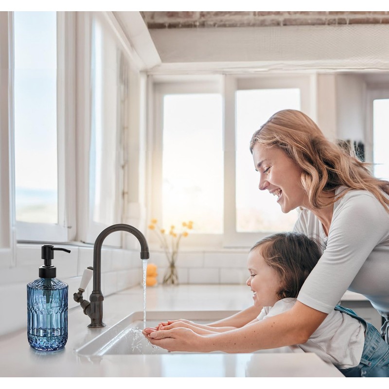 JASAI 18Oz Blue Soap Dispenser with Black Rust Proof Pump,