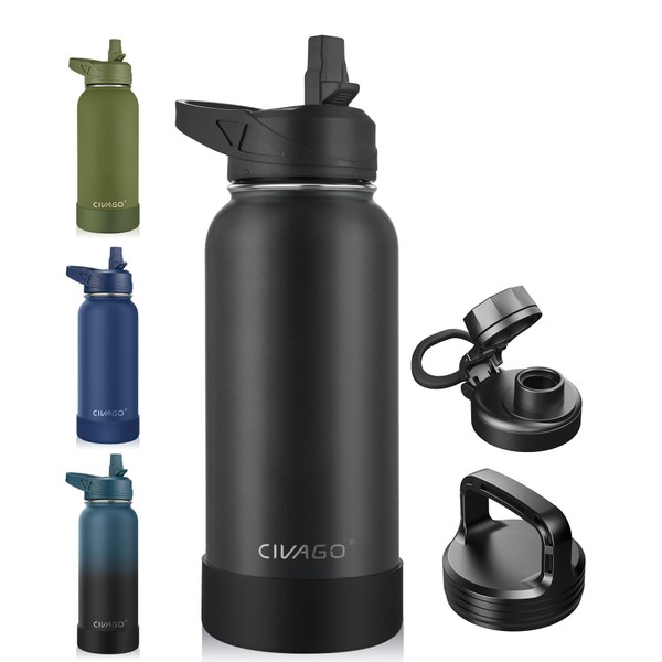 CIVAGO 32 oz Insulated Water Bottle With Straw, Stainless Steel