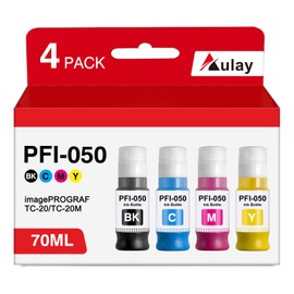 PFI-050 70ml Pigment Ink Tank Set Remanufactured for Canon PFI-050 PFI050 Ink Bottle Compatible with Canon imagePROGRAF TC-20 TC-20M Printer tc20m tc20 Ink (Black Cyan Magenta Yellow)