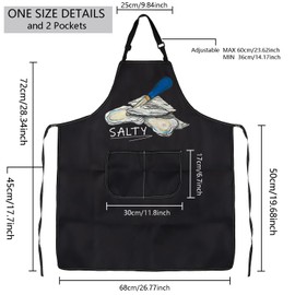 MBMSO Oyster Shucking Apron with Pockets Salty Oyster Apron Seafood Lover Gifts Seafood Roast Chef Apron Oyster Shucker Gifts, Salty Oyster Apron-b, Standard
