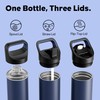 24 oz Insulated Water Bottle for Gym: 3 Lids, Leakproof,