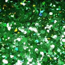 HEMOER Holographic Chunky Glitter, Dark Green, 100 g, Chunky Sequin Glitter, Craft Glitter for Resin, Face, Nails, Body, Crafts, Slime Festival Party Art, Glitter Powder for Nails Glitter