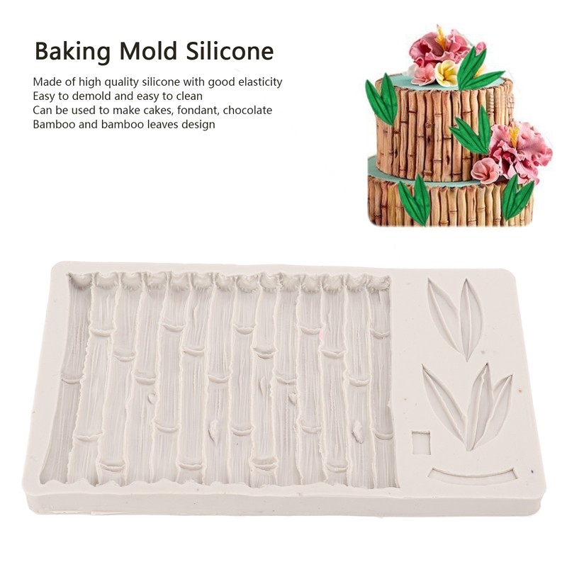 Silicone Mold Safe Elastic Grey Leaves Bamboo Design Tear Resistant