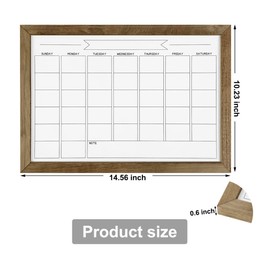 TORASO Dry Erase Monthly Calendar Board, Magnetic Whiteboard for Wall, Office,School,Home, Rustic Brwon Wood Frame Hanging Board for Kitchen Grocery List Drawing Memo, 10.5"x 14.5"(YL-RB-2737-B)
