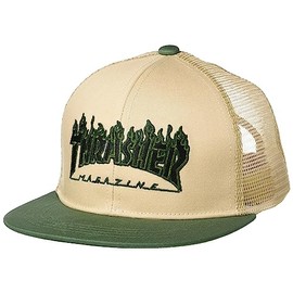 Slasher 23TH-C09K / FLAME LOGO CAP Kids Flat Cap (Half Mesh Specification) Hat, BGE/GRN