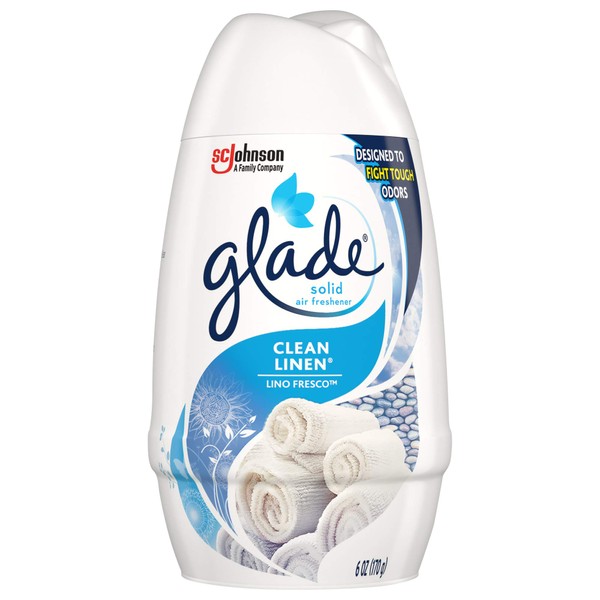 Glade Solid Air Freshener, Deodorizer for Home and Bathroom, Clean Linen, 6 Oz, Pack of 12