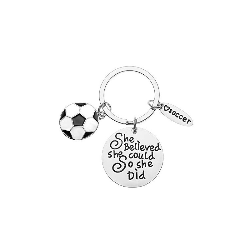 Inspirational Soccer Keychain - 'She Believed She Could So She