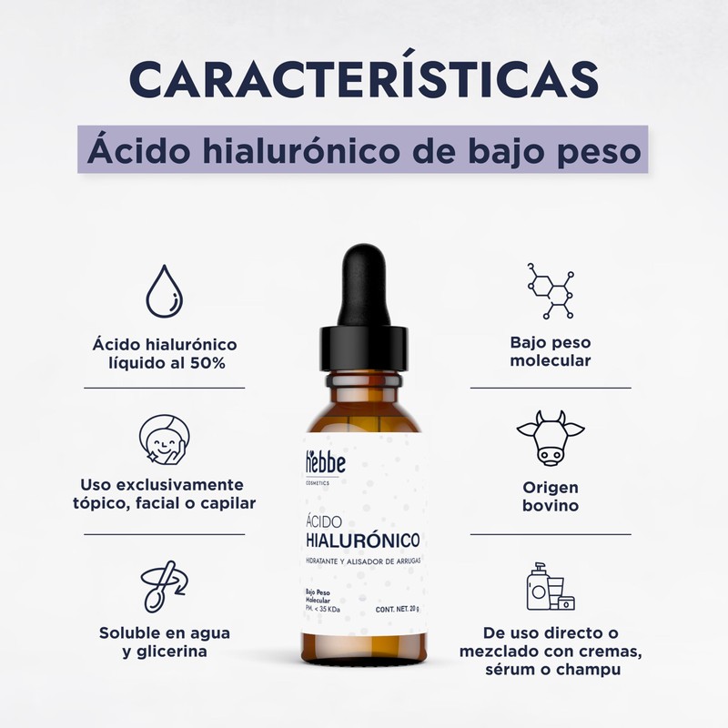 HEBBE - Ácido Hialurónico Líquido 20g | Hidratación Intensa |